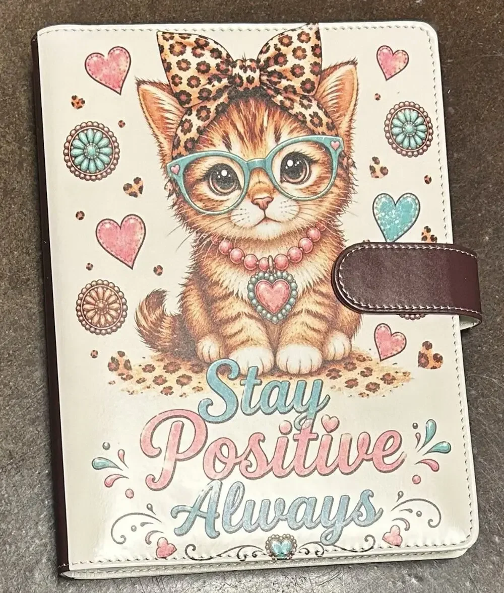 Stay Pawsitive Cat Lover Cat Mom A5 Binder w/ paper